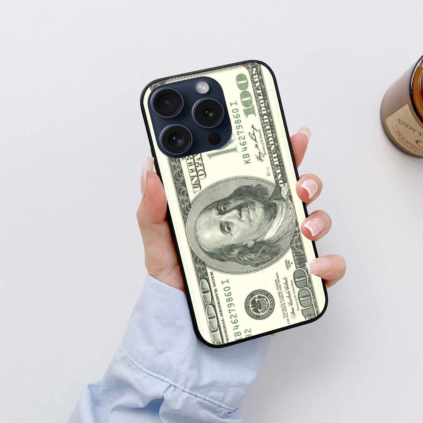 One Hundred Dollar Bill Pattern Money Design Original Glass Cover