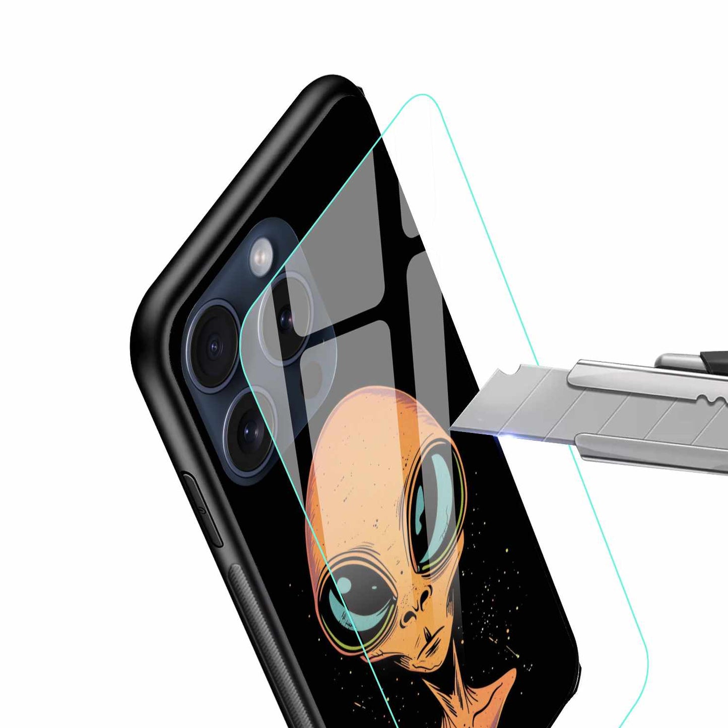 Goofy Alien With Big Eyes Original Glass Cover
