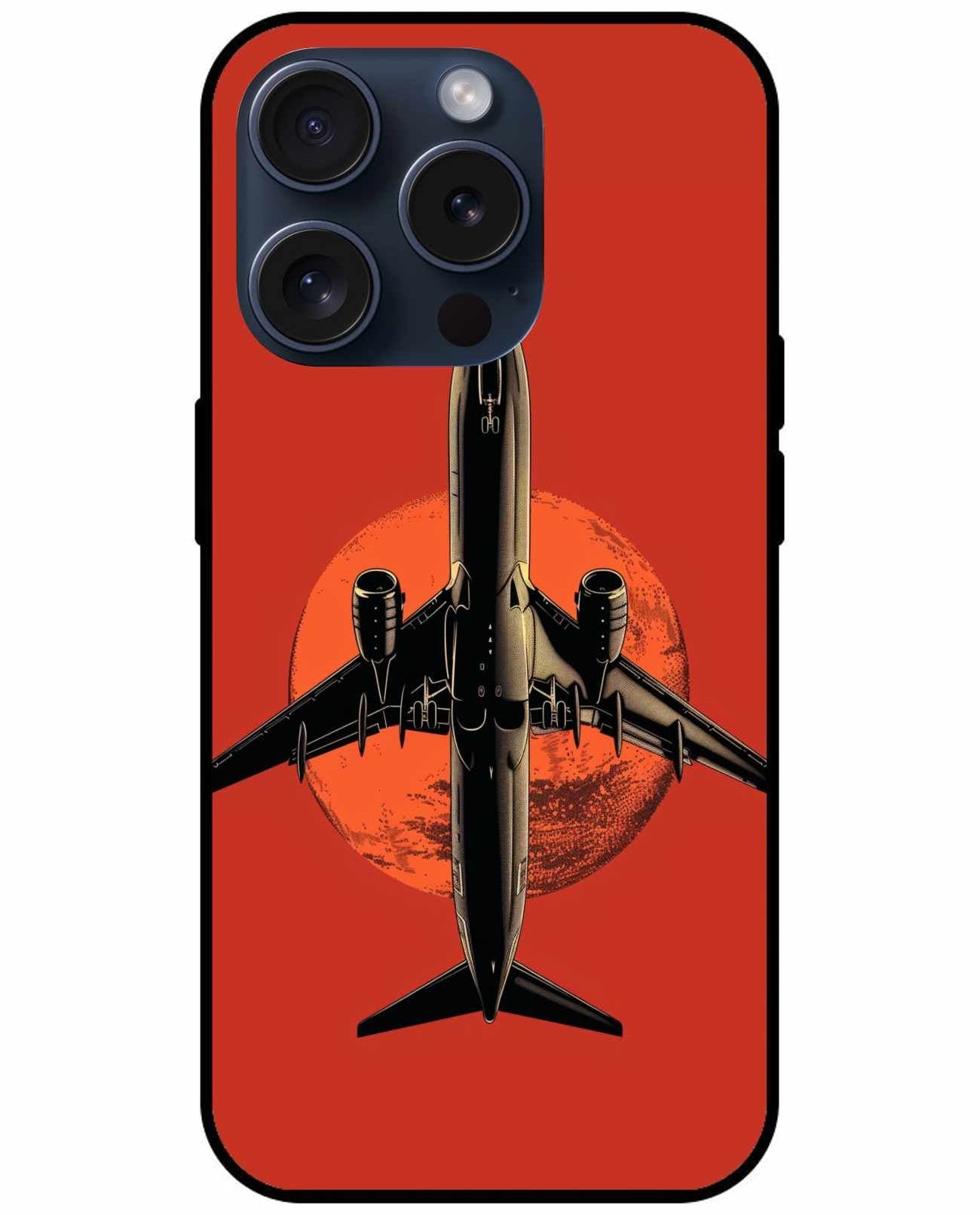Sunset Takeoff – Jet Over Red Horizon Original Glass Cover