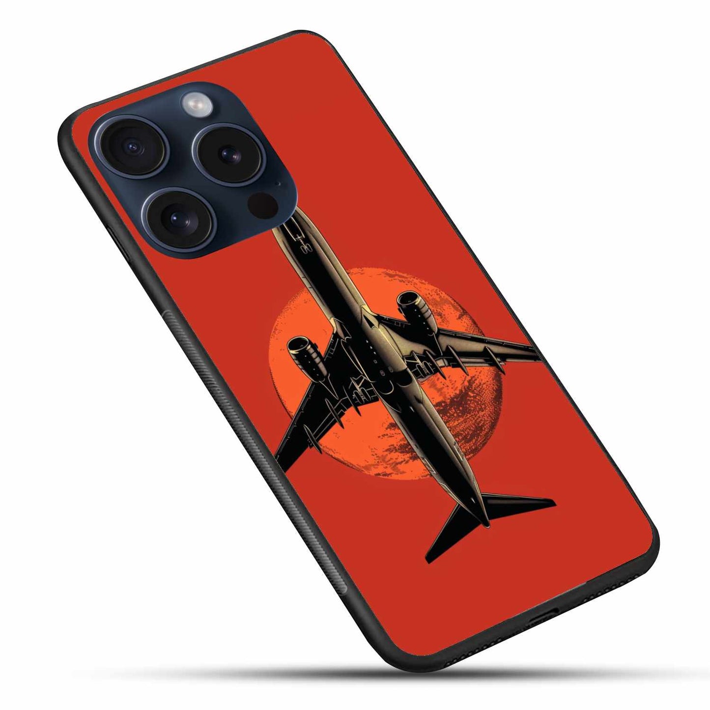Sunset Takeoff – Jet Over Red Horizon Original Glass Cover