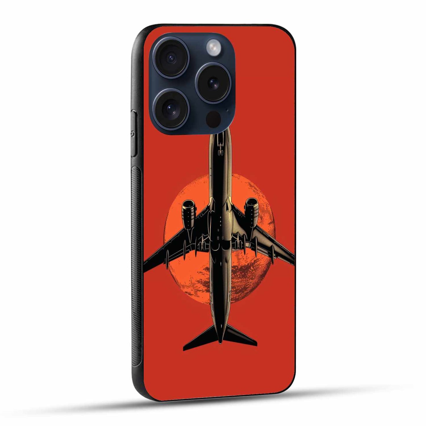 Sunset Takeoff – Jet Over Red Horizon Original Glass Cover