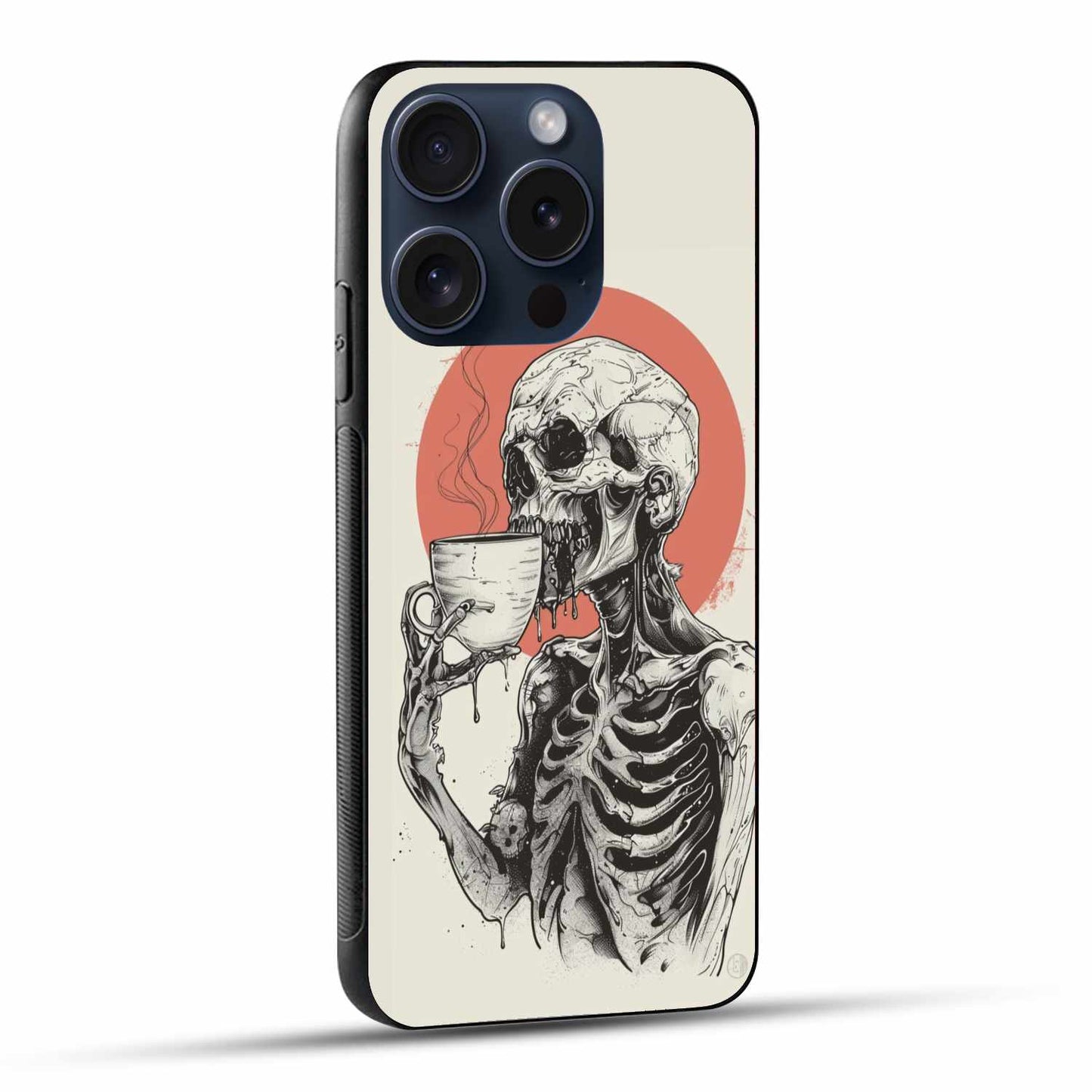 The Skeleton Having A Drink Original Glass Cover