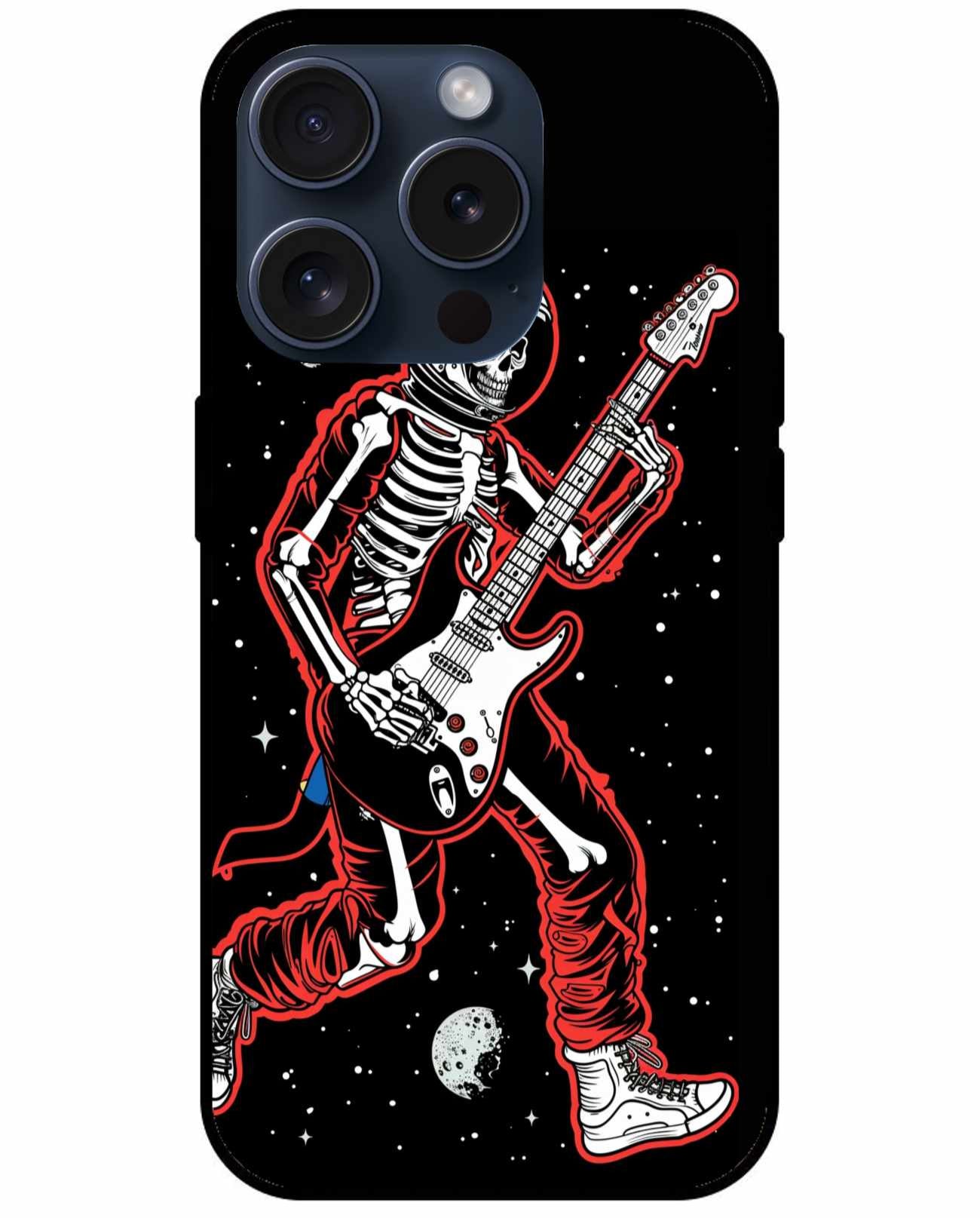 The Rockstar Skeleton Rocking In Space Original Glass Cover