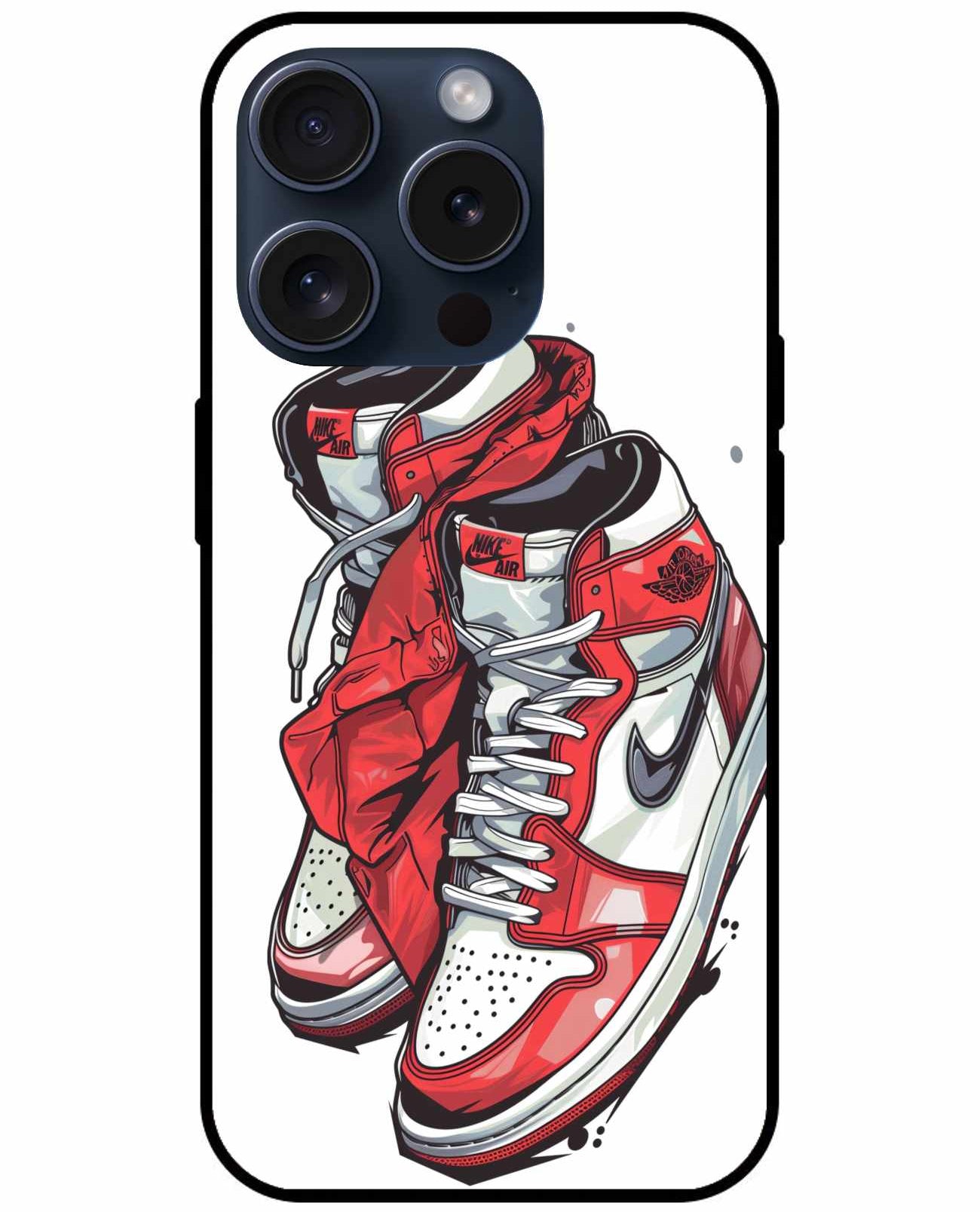Hanging Nike Shoes Red And White Original Glass Cover