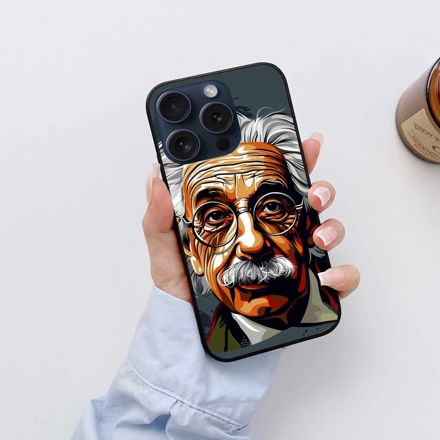 Albert Einstein Drawing Art Original Glass Cover