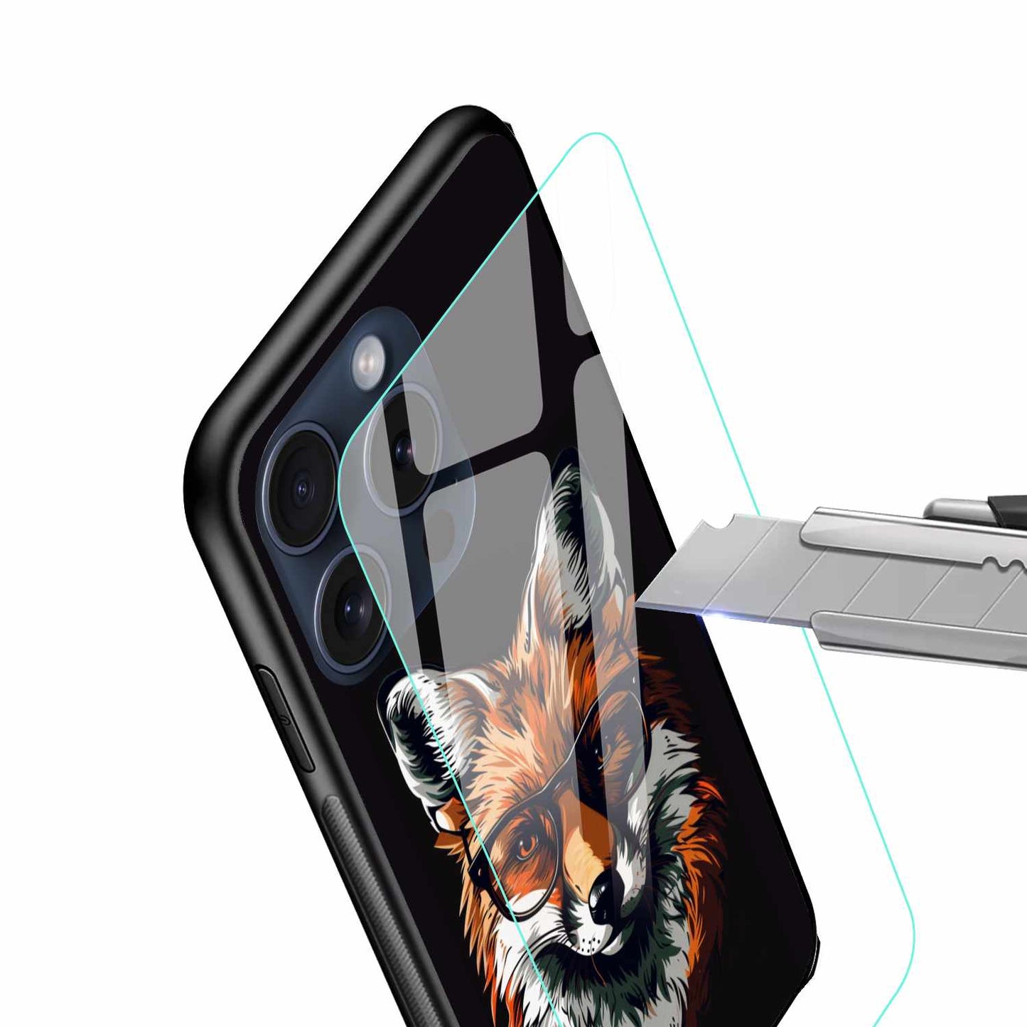 Brown Fox With Glasses Original Glass Cover