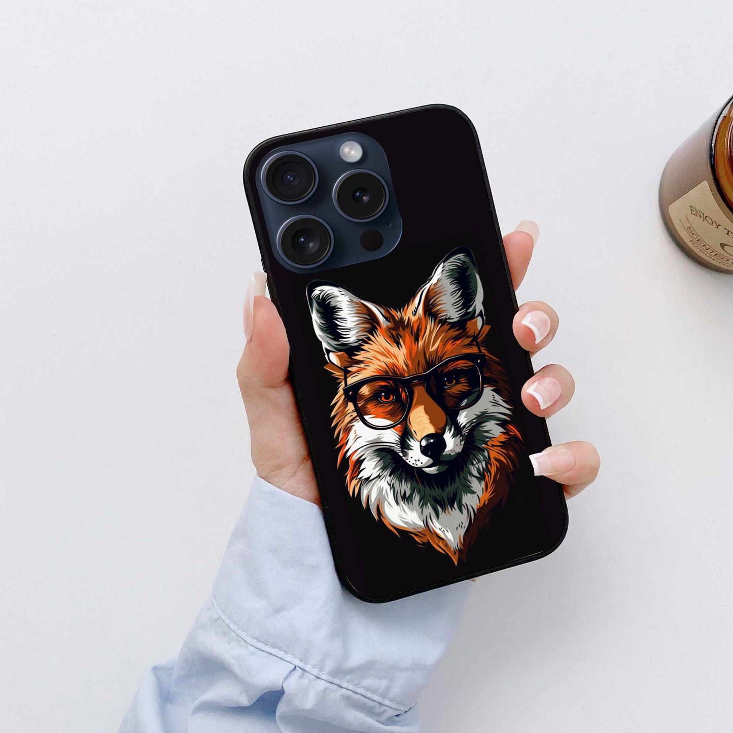 Brown Fox With Glasses Original Glass Cover