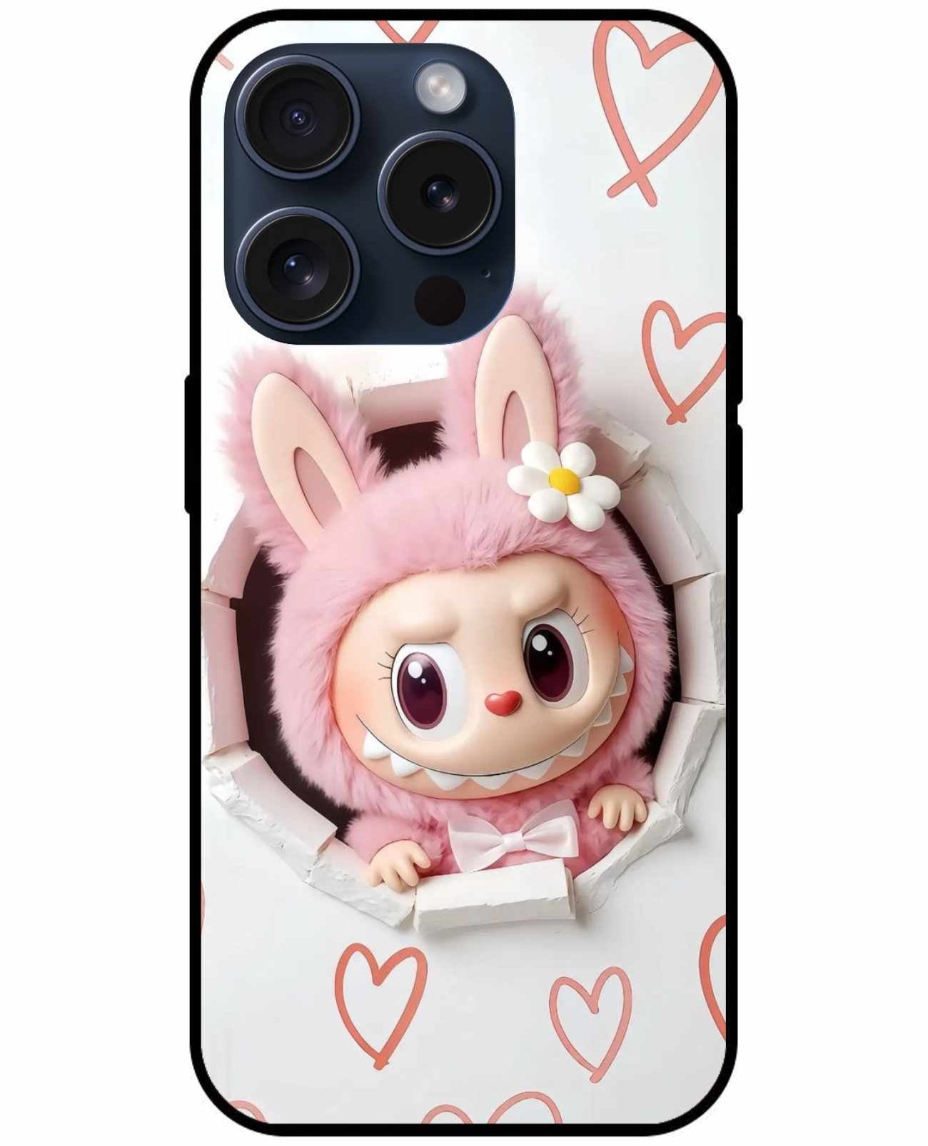 The Labubu On A White Background With Hearts Original Glass Cover