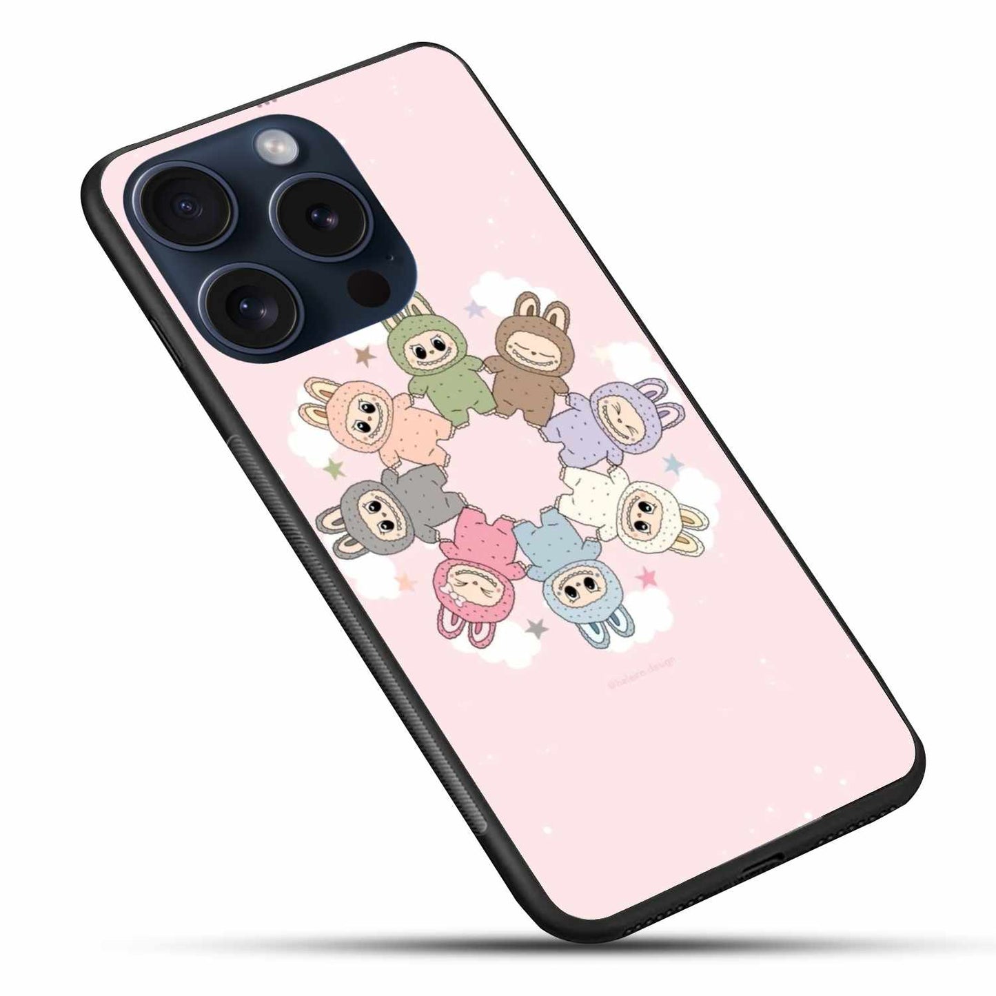 Multi Color Labubus On A Pink Background Original Glass Cover