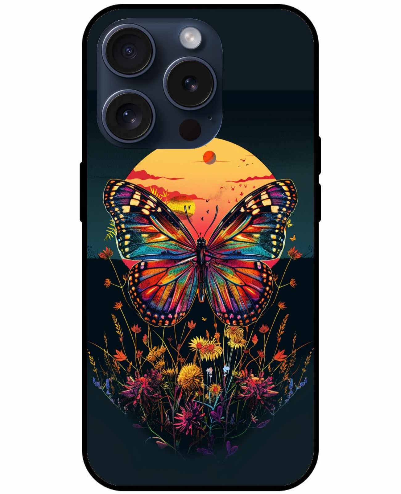 Vibrant Butterfly Sunset Case – Colorful Nature-Inspired Original Glass Cover