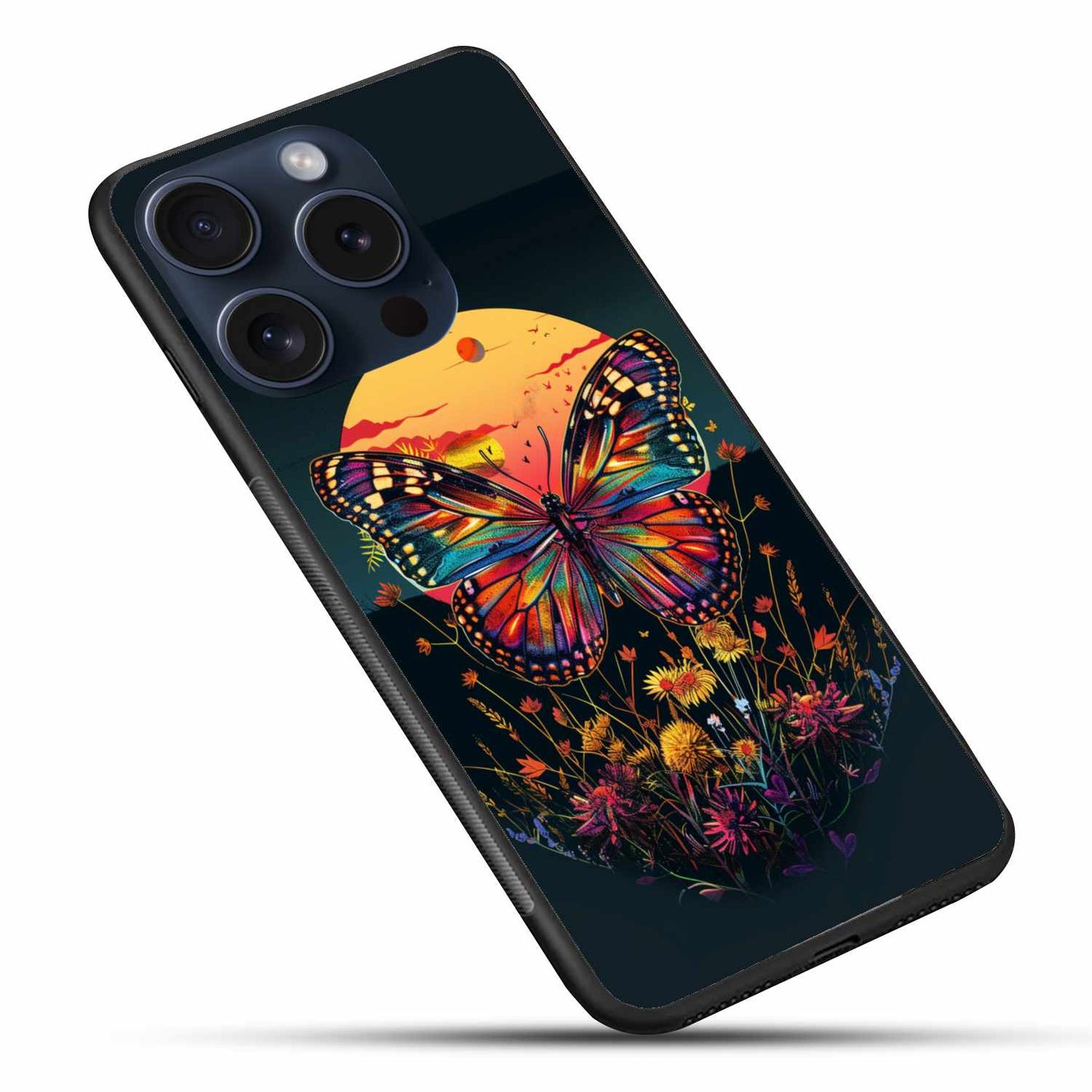 Vibrant Butterfly Sunset Case – Colorful Nature-Inspired Original Glass Cover