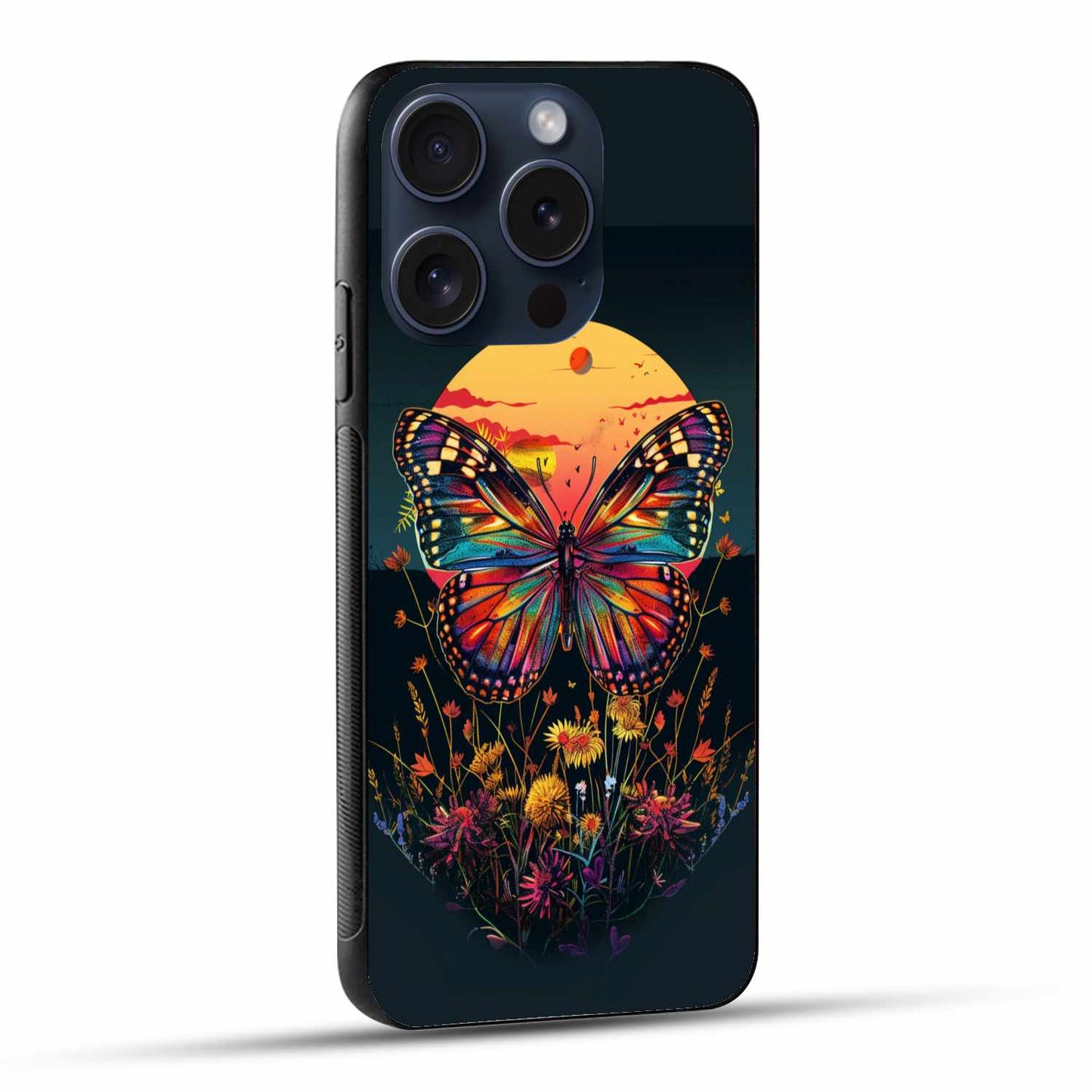 Vibrant Butterfly Sunset Case – Colorful Nature-Inspired Original Glass Cover