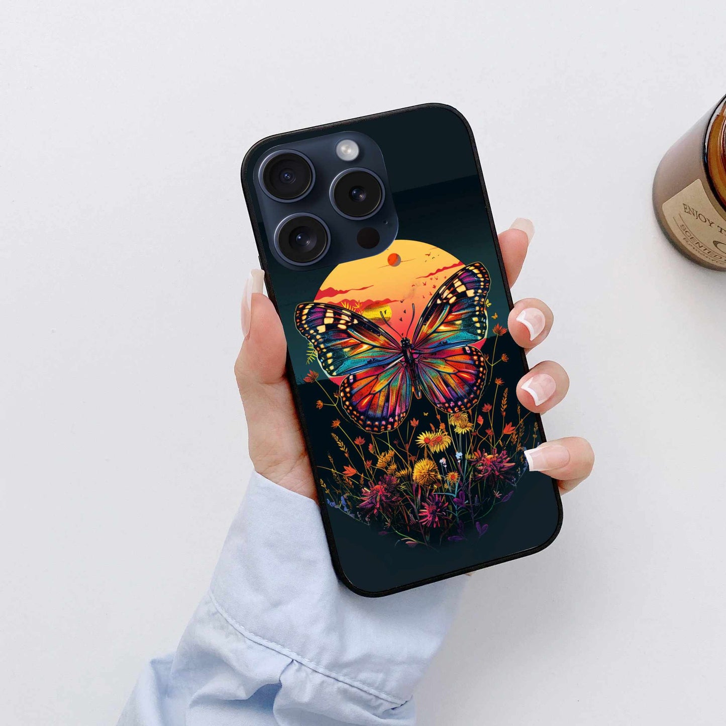 Vibrant Butterfly Sunset Case – Colorful Nature-Inspired Original Glass Cover