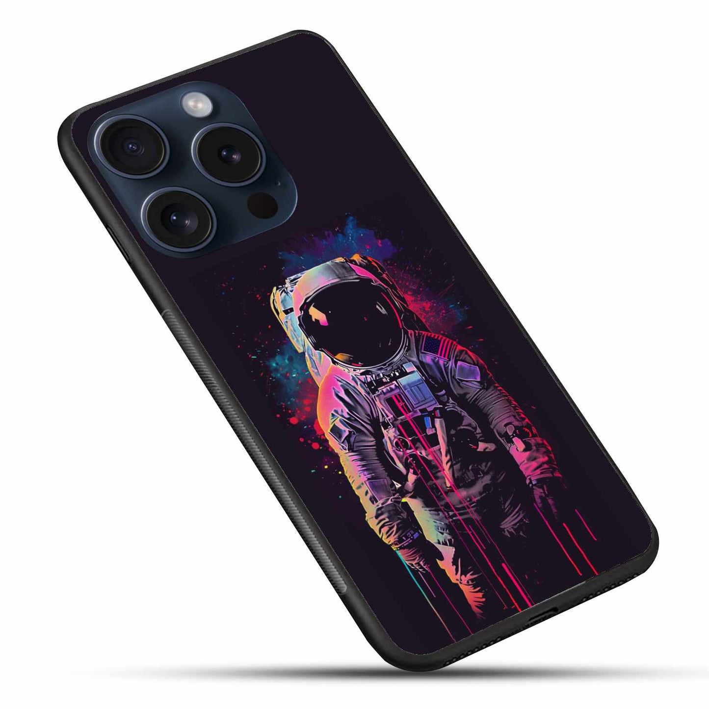 Neon Space Astronaut Case – Futuristic Galaxy Art Original Glass Cover