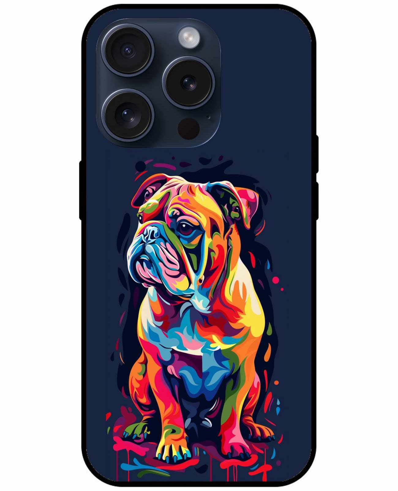 Bulldog Colorfull Art Original Glass Cover