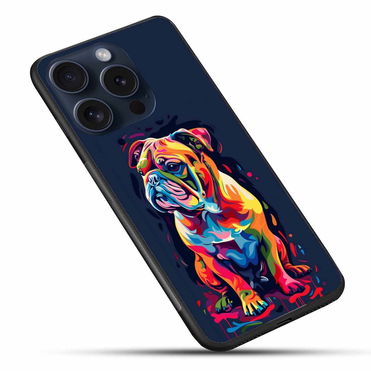Bulldog Colorfull Art Original Glass Cover