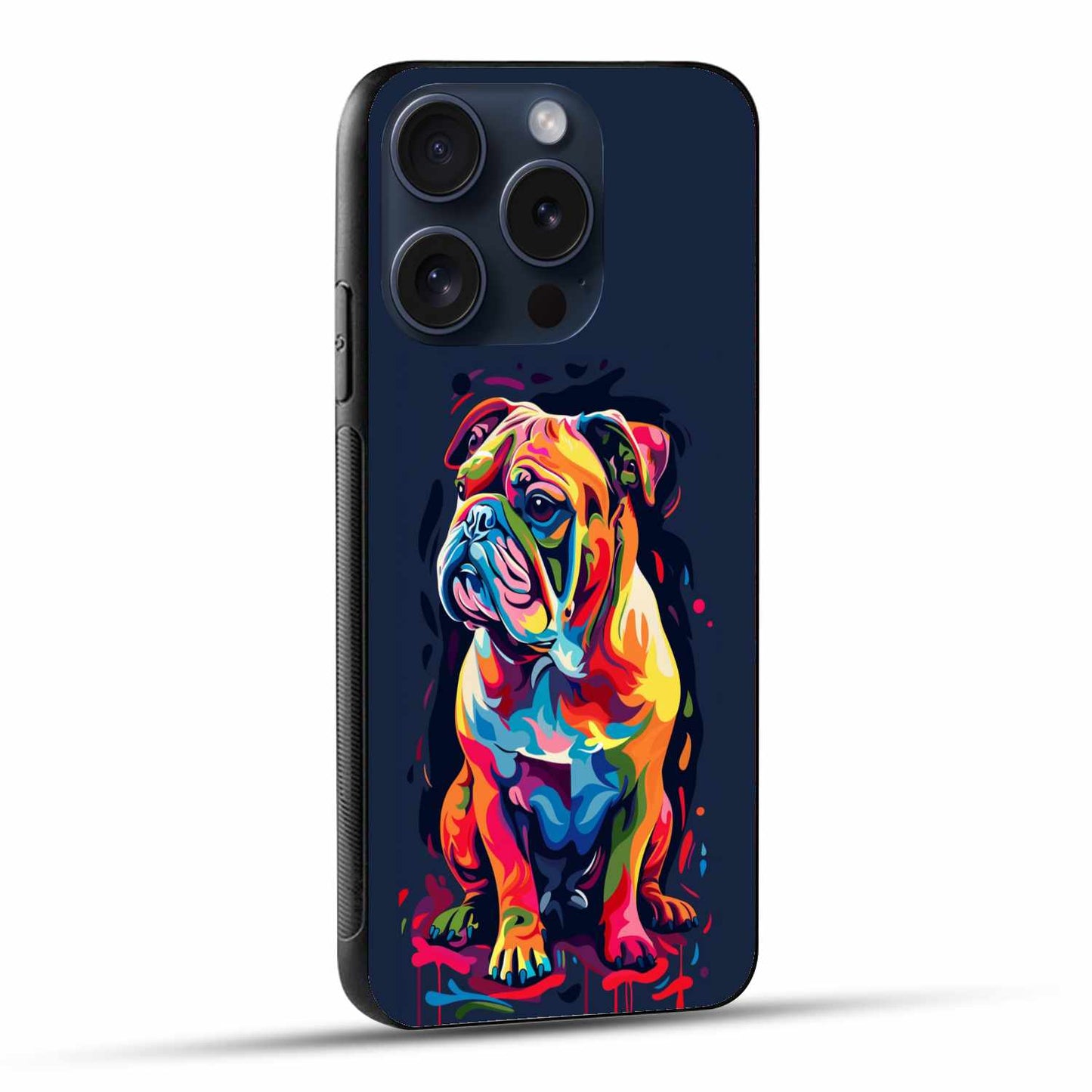 Bulldog Colorfull Art Original Glass Cover