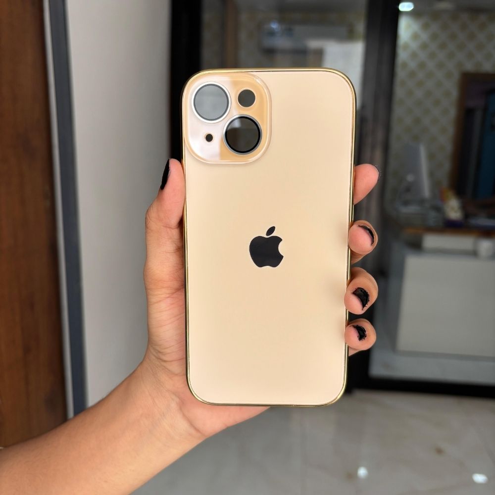 Premium Chrome Finish Bumper iPhone Case -Original Unbreakable Glass Back with Lens Protection