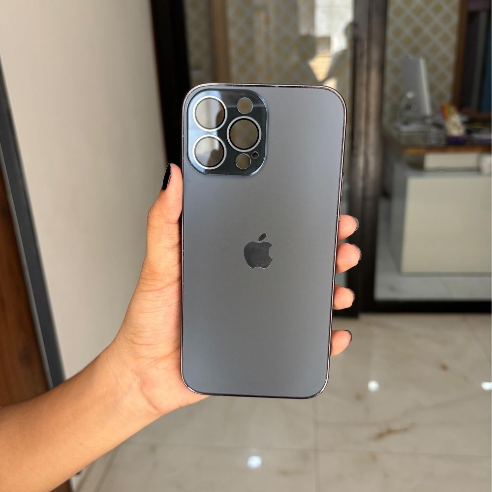 Premium Chrome Finish Bumper iPhone Case -Original Unbreakable Glass Back with Lens Protection