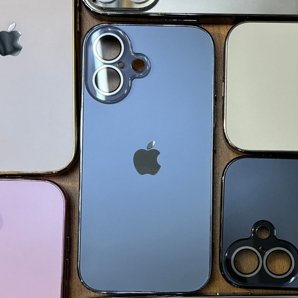 Premium Chrome Finish Bumper iPhone Case -Original Unbreakable Glass Back with Lens Protection