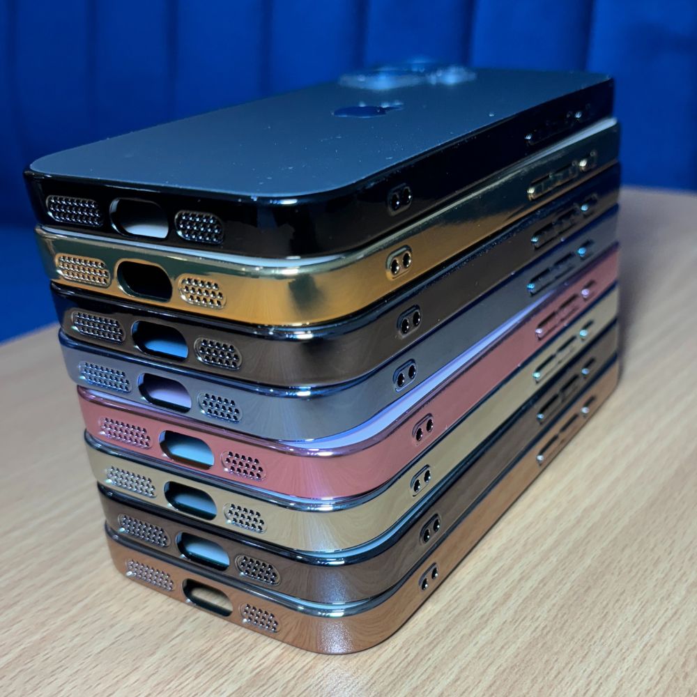 Premium Chrome Finish Bumper iPhone Case -Original Unbreakable Glass Back with Lens Protection