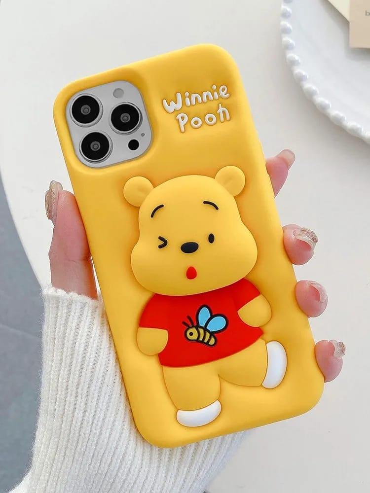 Cute 3D Winnie The Pooh Silicone Case for iPhone – Soft, Shockproof & Stylish