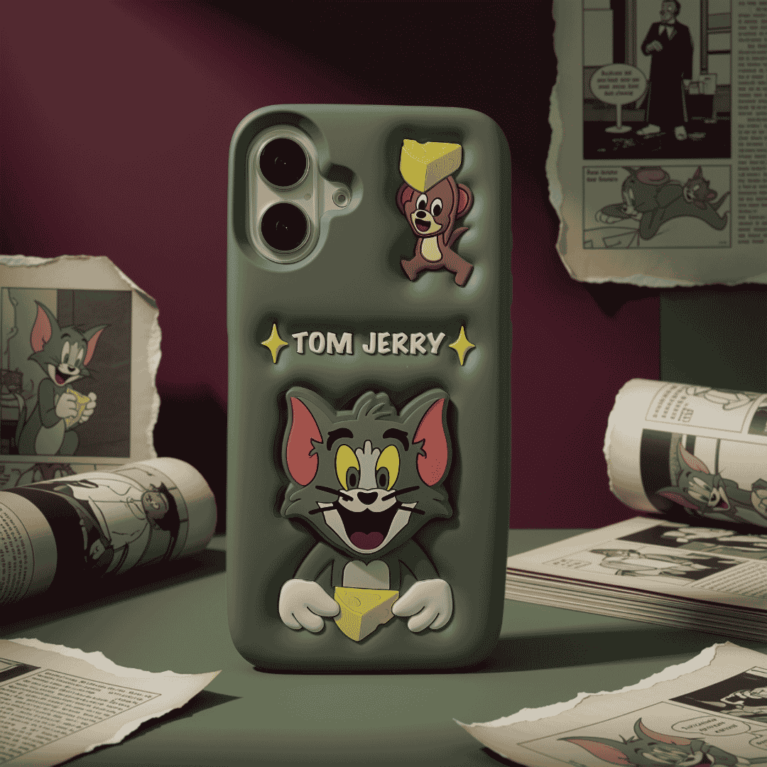 Cute 3D Tom And Jerry Silicone Case for iPhone 16 Plus