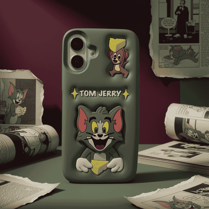 Cute 3D Tom And Jerry Silicone Case for iPhone 16 Plus
