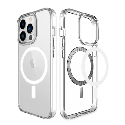 Stylish transparent Magsafe cover with wireless charging support, Bubble corner drop protection