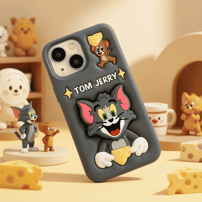 Cute 3D Tom And Jerry Silicone Case for iPhone 15