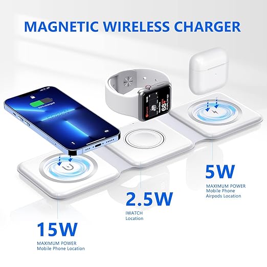 3-in-1 Magnetic Wireless Charger – Fast Charging Station for iPhone, Apple Watch & AirPods