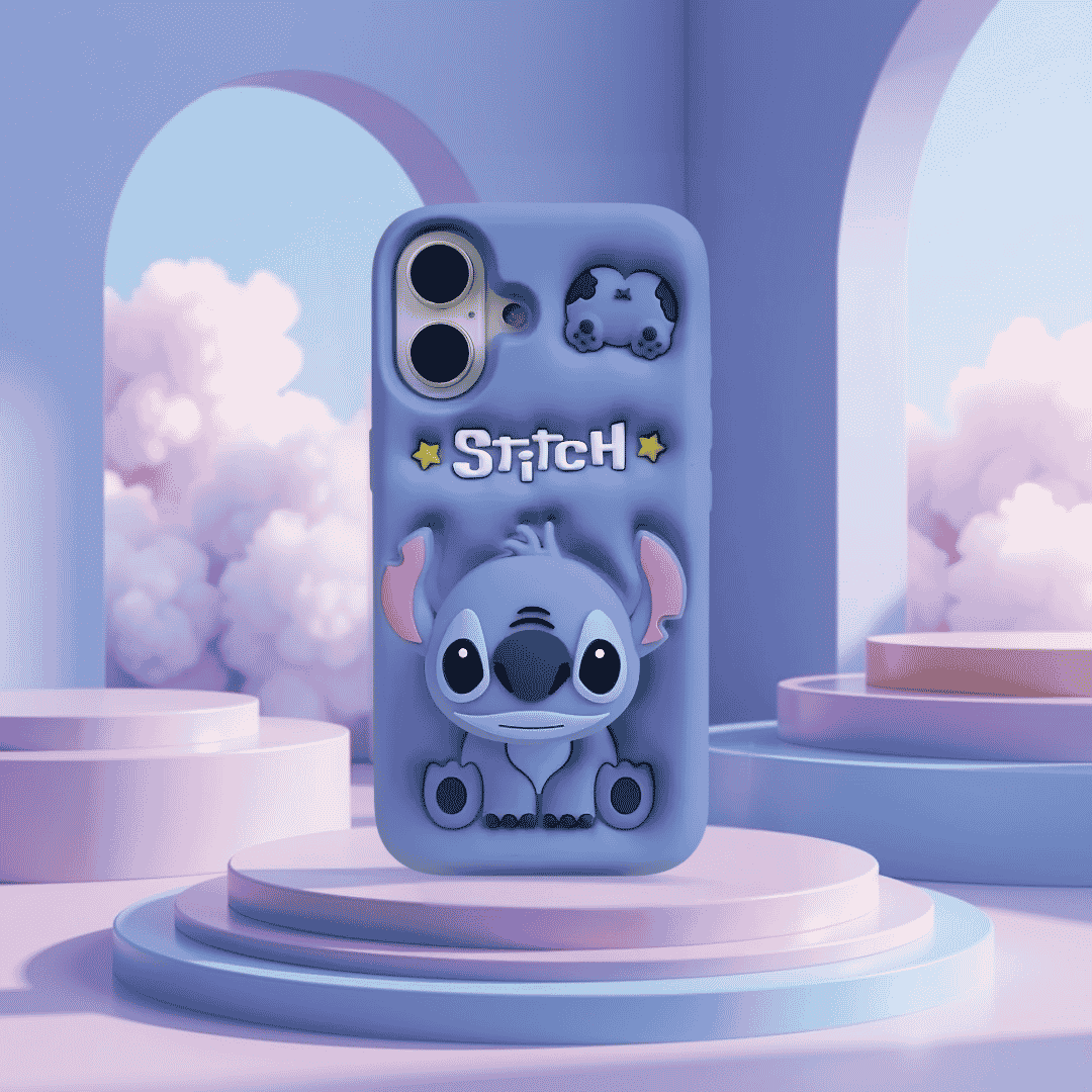 Cute 3D Stitch Silicone Case for iPhone 16 Plus