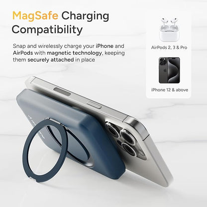 Ambrane MagSafe Wireless 10000mAh Fast Charging Power Bank with Mobile Stand