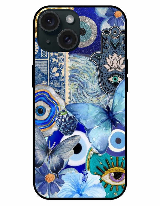 Blue Aesthetic Evil Eye & Butterfly Collage Case – Protective & Stylish Phone Cover