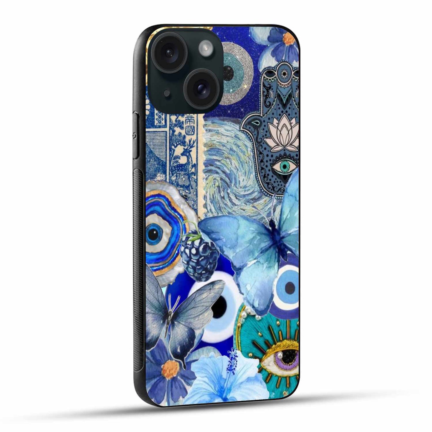 Blue Aesthetic Evil Eye & Butterfly Collage Case – Protective & Stylish Phone Cover