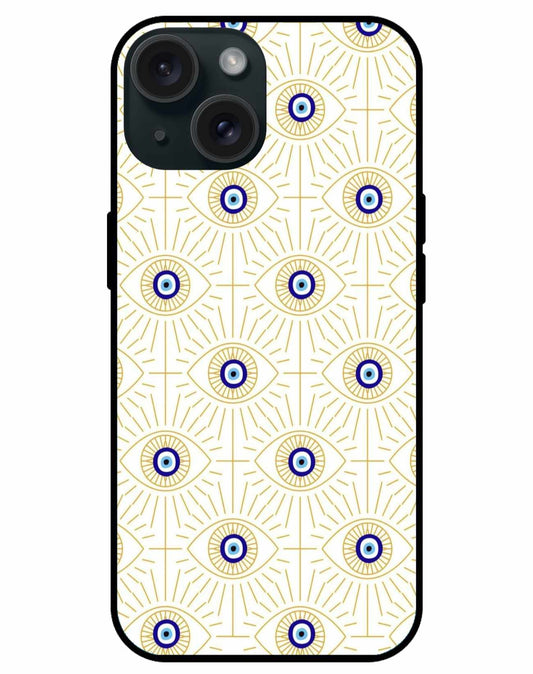 Golden Evil Eye Pattern iPhone Case – Protective & Stylish
