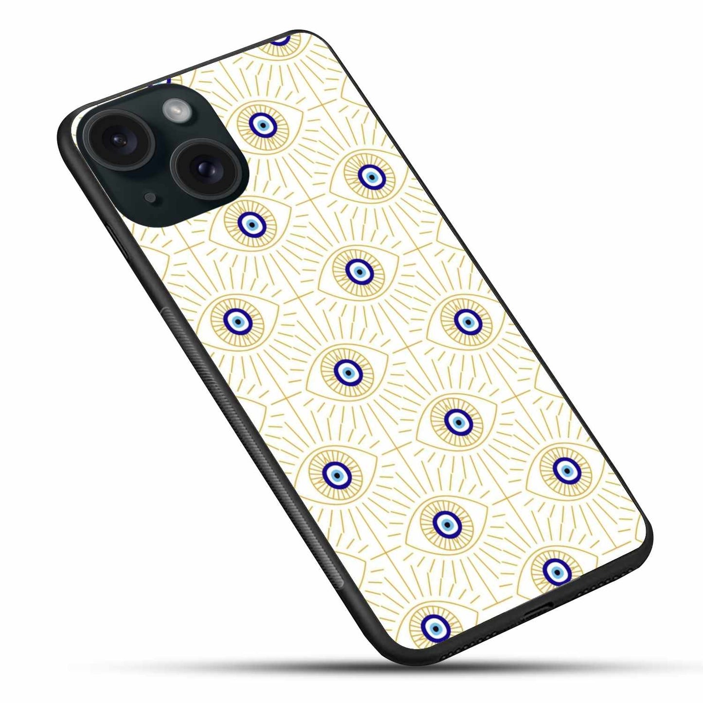 Golden Evil Eye Pattern iPhone Case – Protective & Stylish