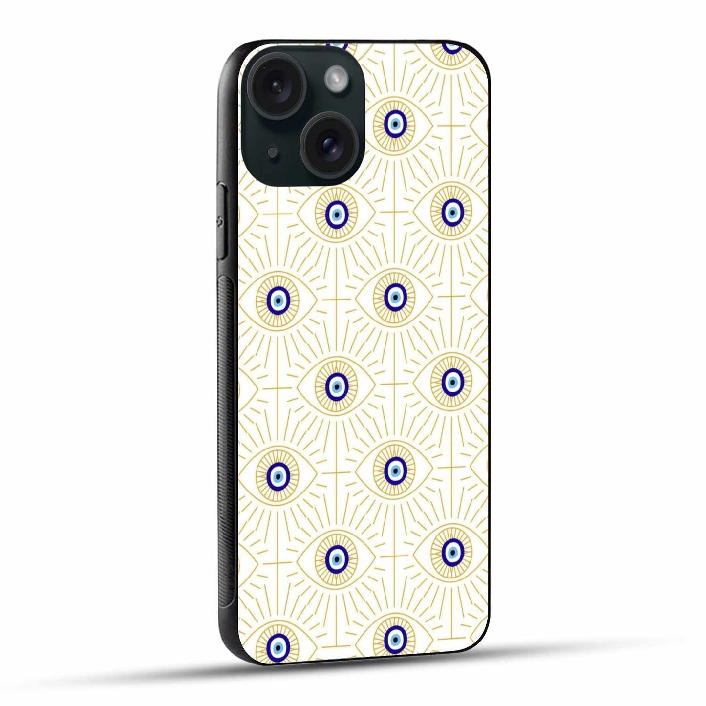 Golden Evil Eye Pattern iPhone Case – Protective & Stylish
