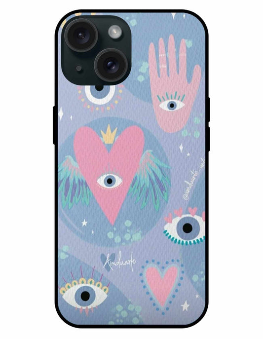 Mystic Evil Eye & Heart iPhone Case – Protection with Style