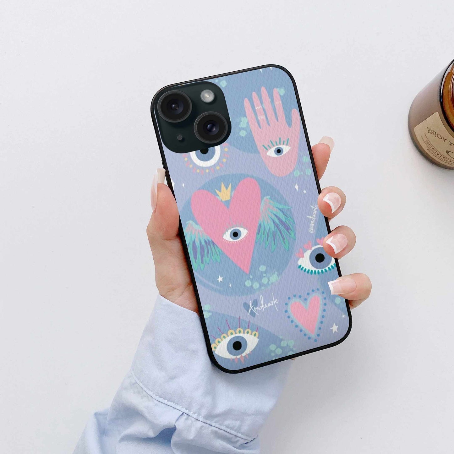Mystic Evil Eye & Heart iPhone Case – Protection with Style