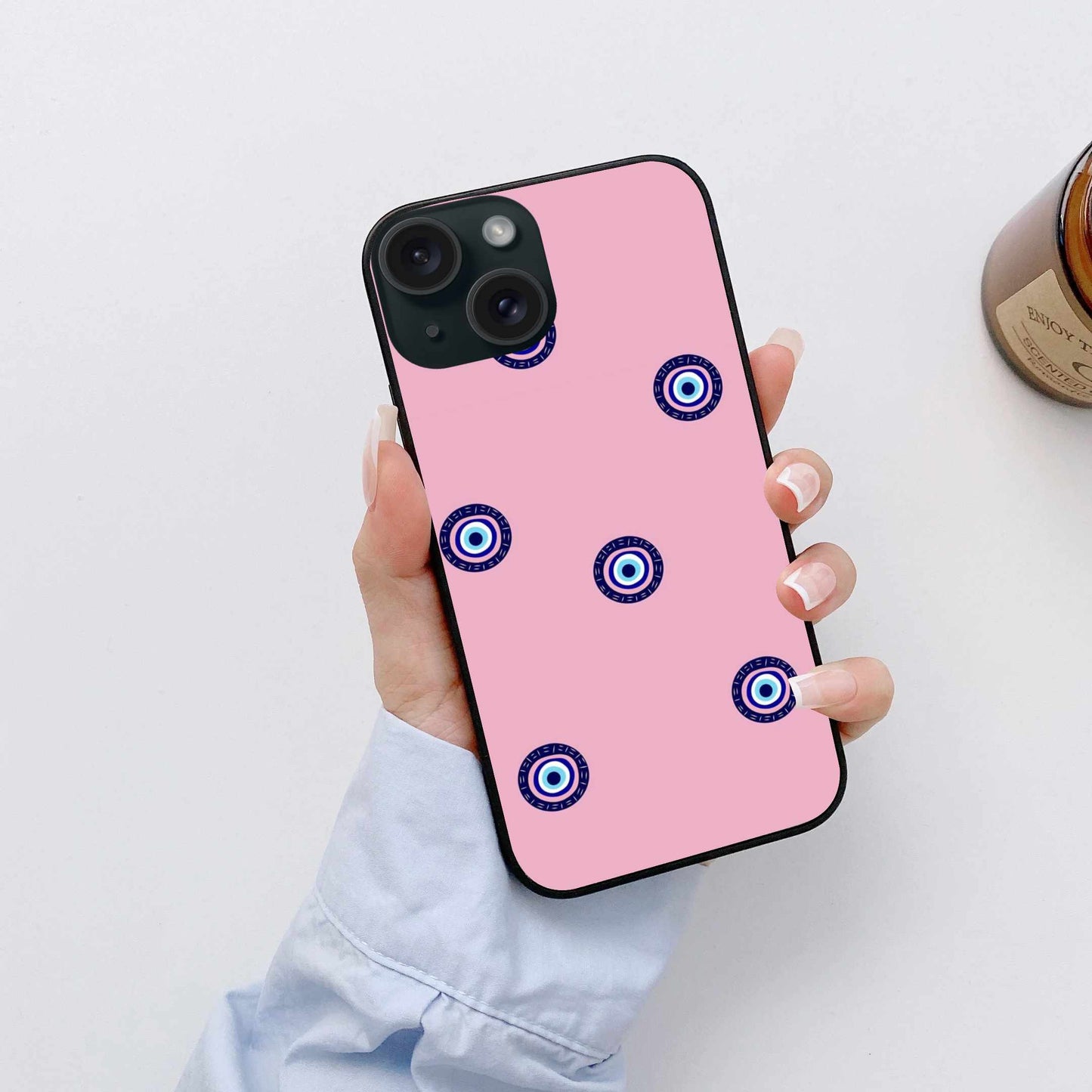Minimalist Pink Evil Eye iPhone Case – Simple Elegance with Protective Charm