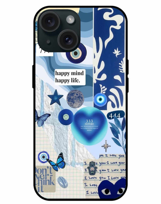 Blue Aesthetic Evil Eye Collage iPhone Case – Positive Vibes & Stylish Protection