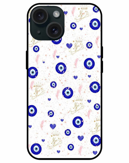 Elegant Evil Eye & Feather iPhone Case – Stylish Protection with a Royal Touch