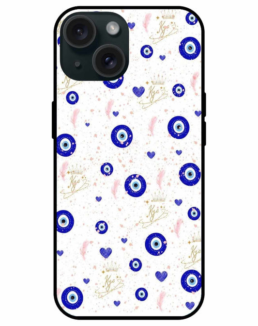 Elegant Evil Eye & Feather iPhone Case – Stylish Protection with a Royal Touch