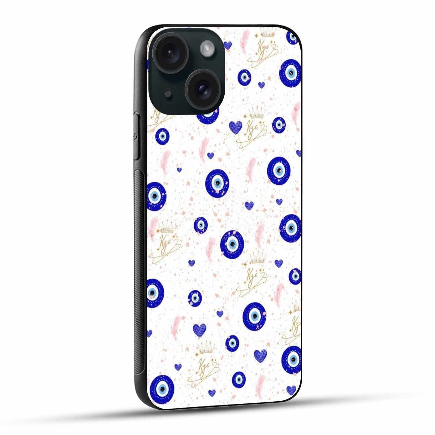 Elegant Evil Eye & Feather iPhone Case – Stylish Protection with a Royal Touch