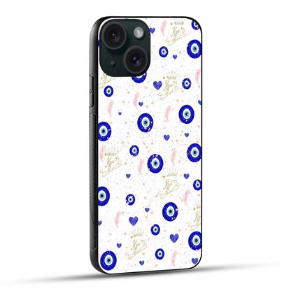 Elegant Evil Eye & Feather iPhone Case – Stylish Protection with a Royal Touch