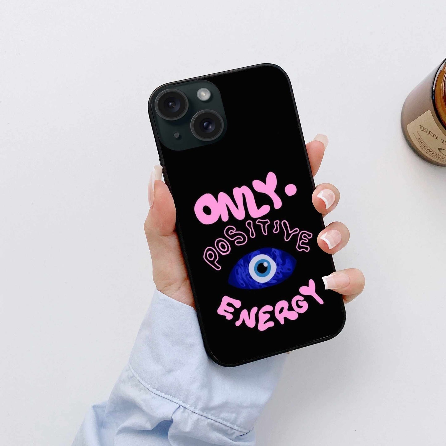 Only Positive Energy" Evil Eye iPhone Case – Stylish Protection with Good Vibes