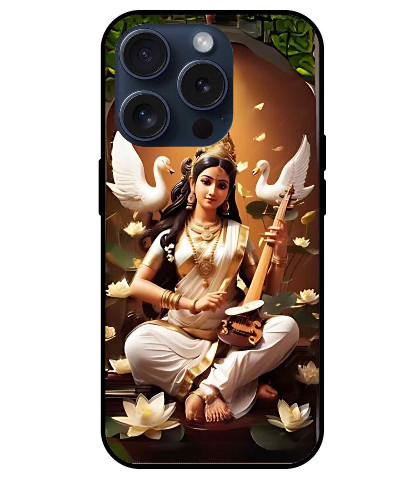 Saraswati ji Glass Back Cover