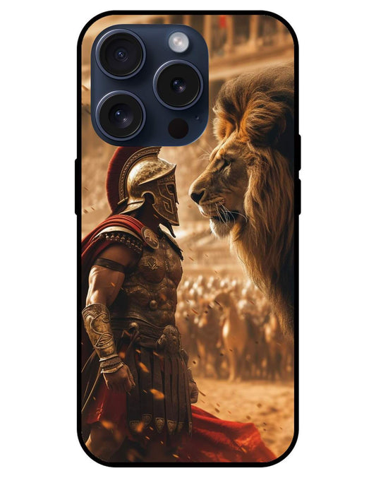 Hercules and Lion  Glossy Glass Back Cover