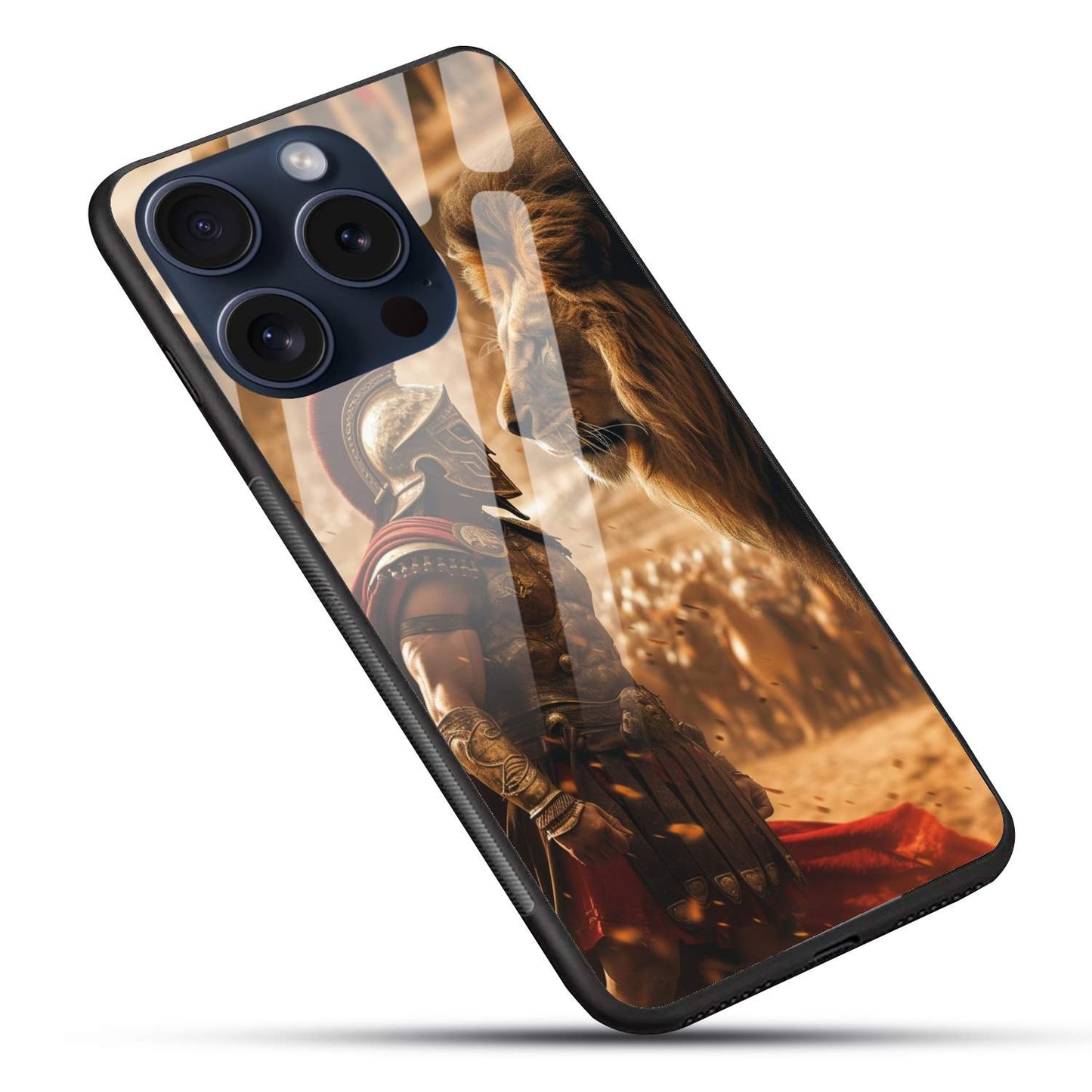 Hercules and Lion  Glossy Glass Back Cover